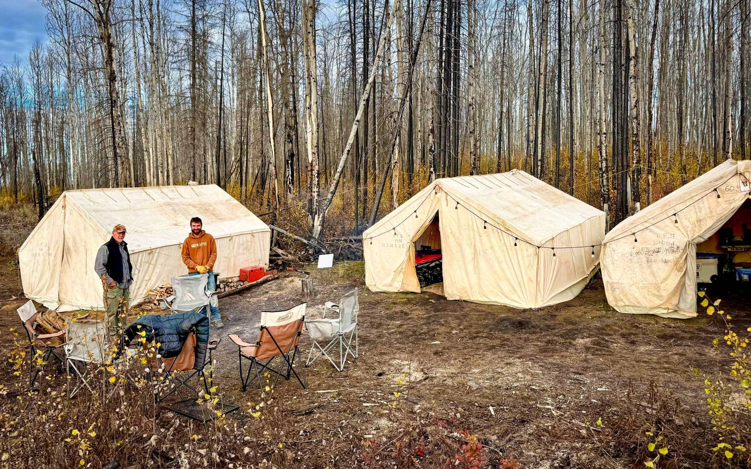 Wall-tent camp in the Alberta backcountry